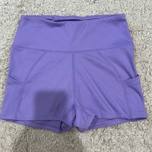 purple garage workout shorts